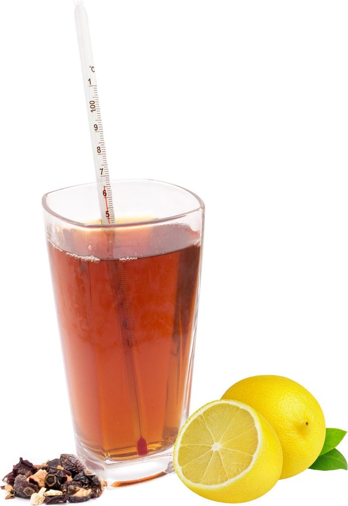 Teethermometer Glas 24cm Temperatur bis 110°C Analog für Teekanne Teeglas Tee Thermometer Glasthermometer Wasserthermometer Einkochthermometer