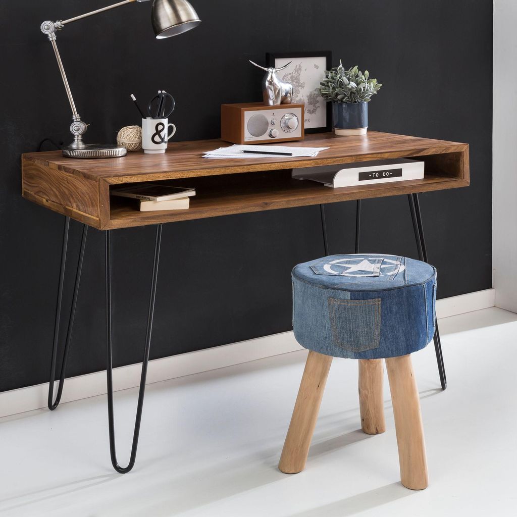 Massiver Schreibtisch HARLEM Sheesham Massiv Holz 110 x 60 Produktbild 