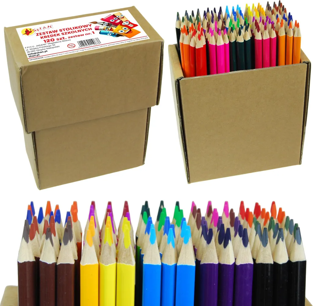 Crayons de couleur triangulaires 120 pcs Shan 0638 Set de table complet