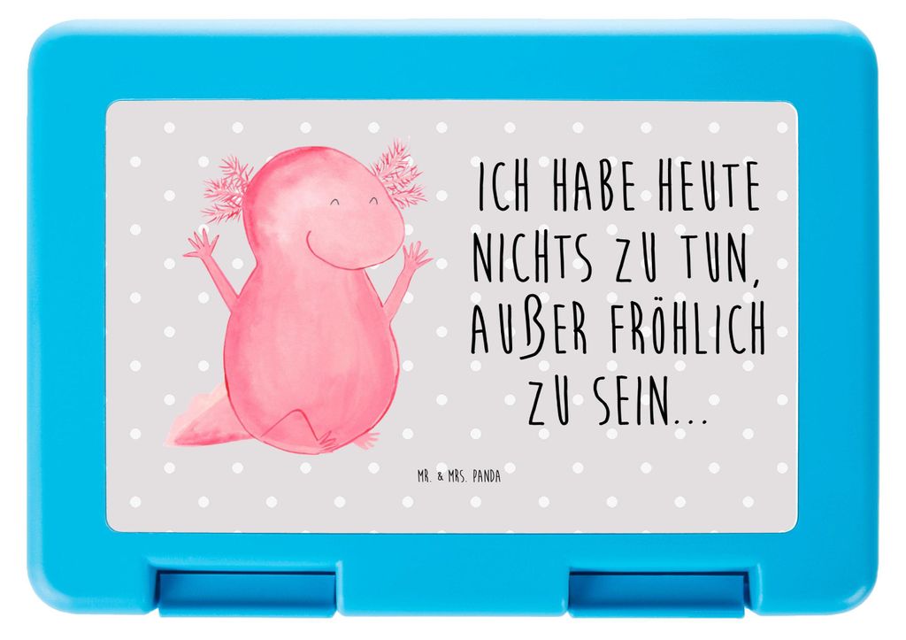 Mr. & Mrs. Panda Bentobox Axolotl Hurra - Grau Pastell - Geschenk, Bento Box, Aufbewahrungsbox essen, Zufriedenheit, Freude, Meal Prep, Lurch, Lebe...