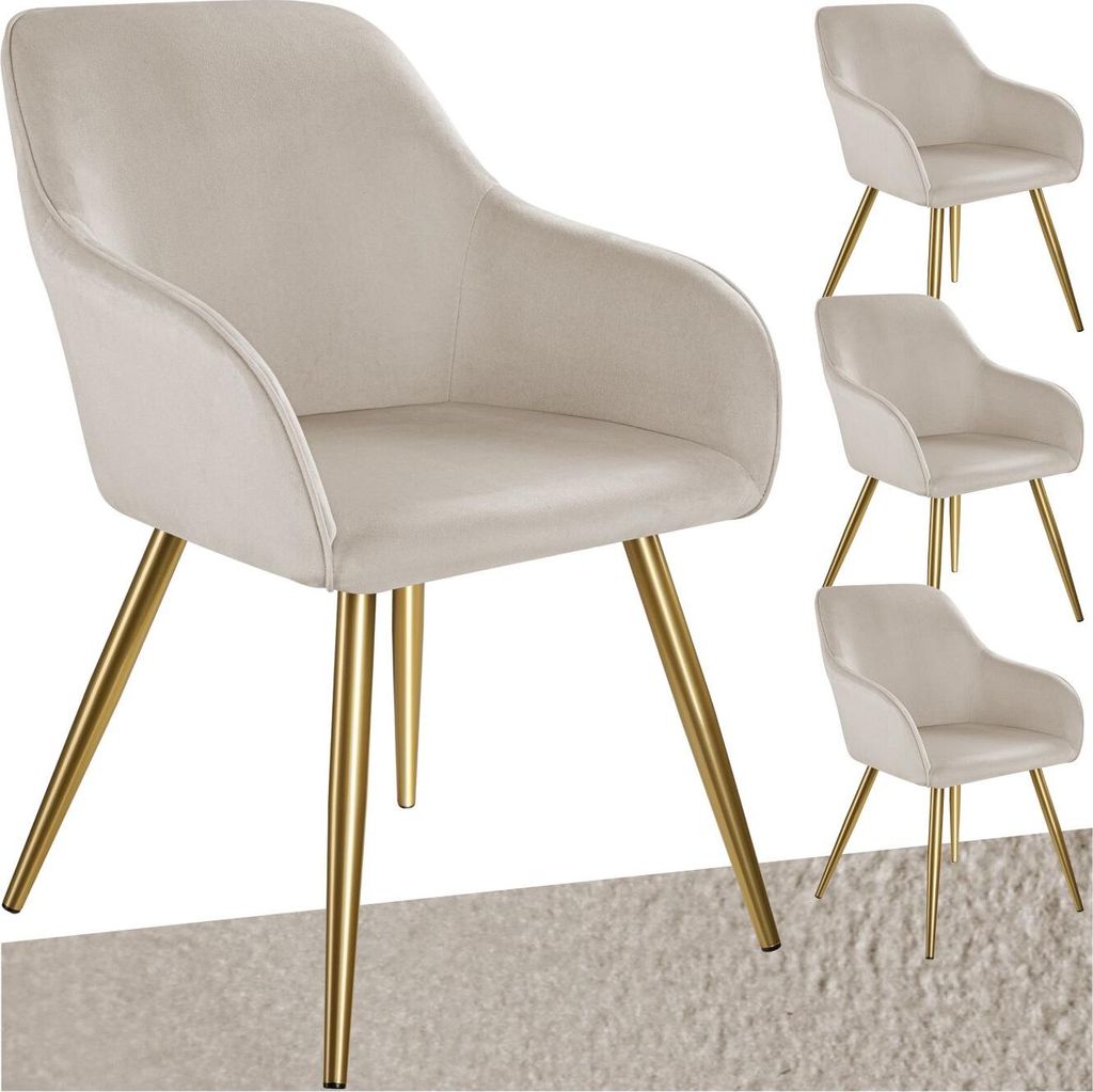 tectake® Esszimmerstuhl Marilyn gepolstert, in Samtoptik 58 Produktbild 