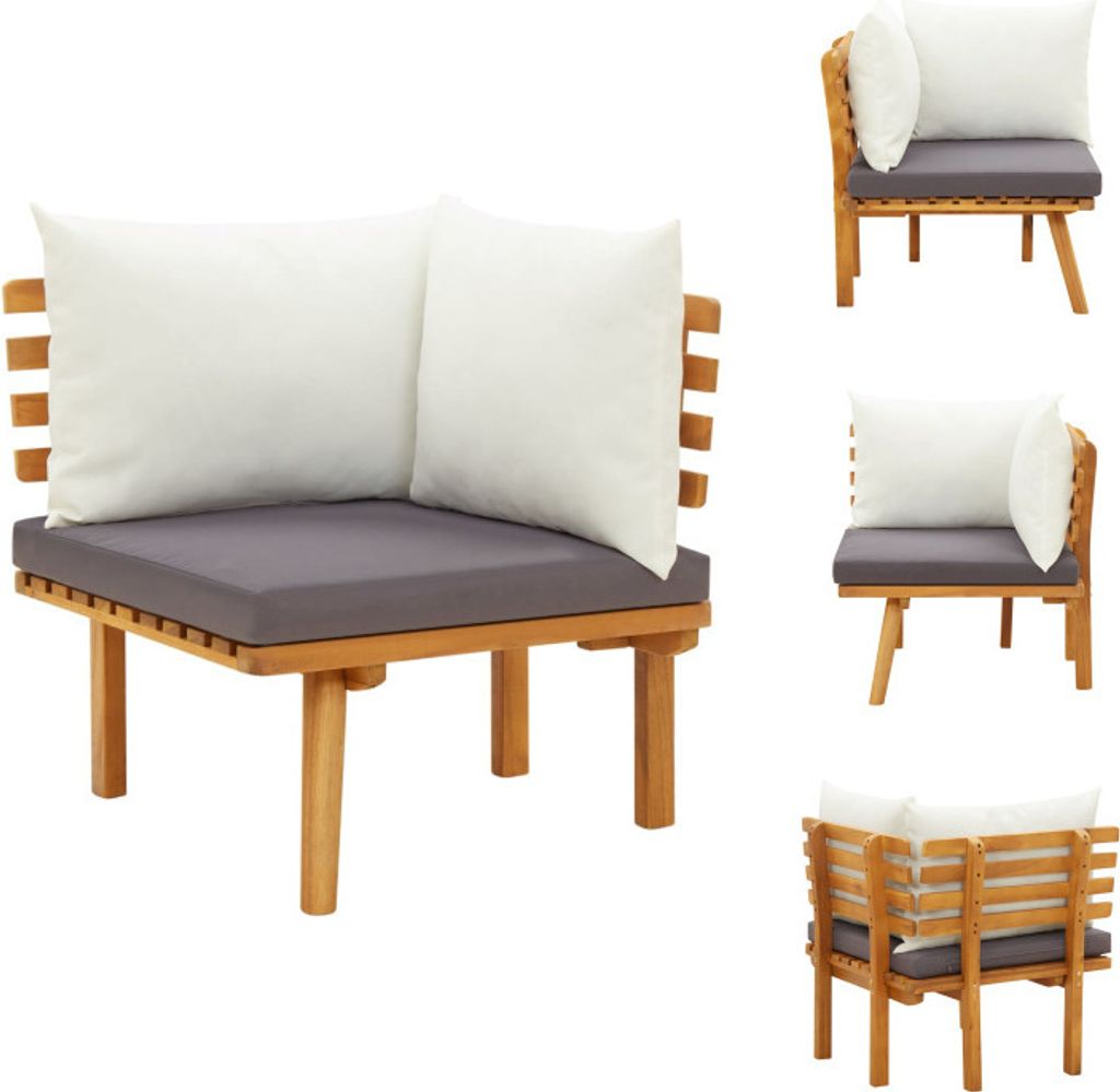 vidaXL Garten-Ecksofa mit Kissen Massivholz Akazie - Gartensofaelemente