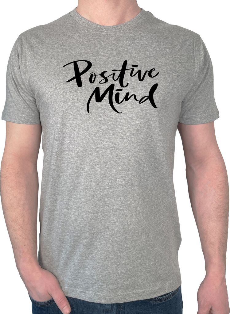 Huuraa Herren T-Shirt Positiv Mind Schriftzug S Sport Grey Bio Baumwolle Fairtrade Herrenshirt Geschenkidee
