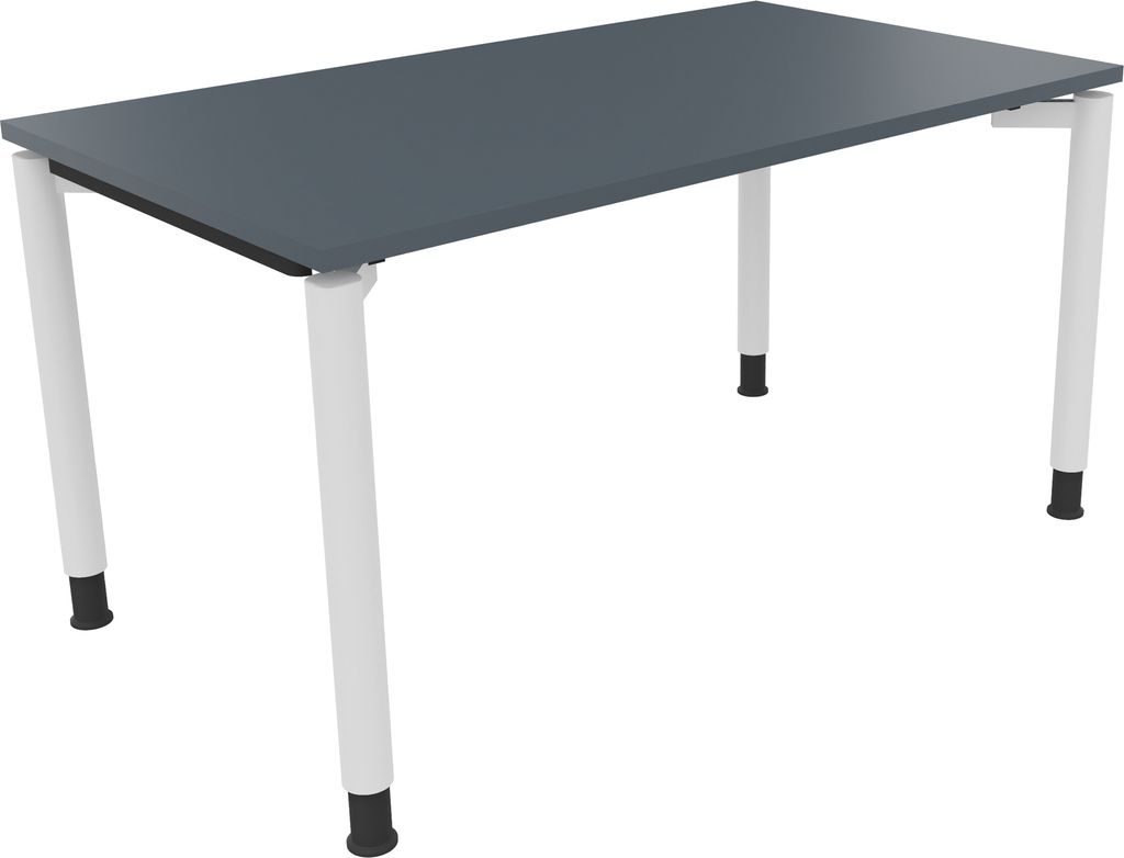 Schreibtisch Vierfuß Rundrohr B1400xT800xH680-820 ws/Lavagrau