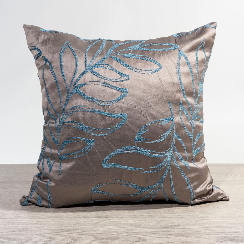 Kissen von Lysel - blau Blätterzweige Cabilao 46x46, reines Polyester Dekokissen