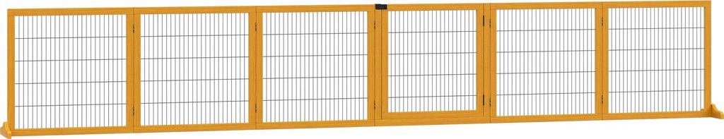 Absperrgitter für Hunde, klappbar, 432 x 36 x 70 cm, Kiefernholz, Gelb