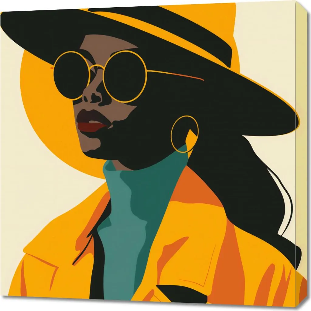 Tableau Image 70 x 70 cm Élégance Jaune - Décoration Murale Carrée