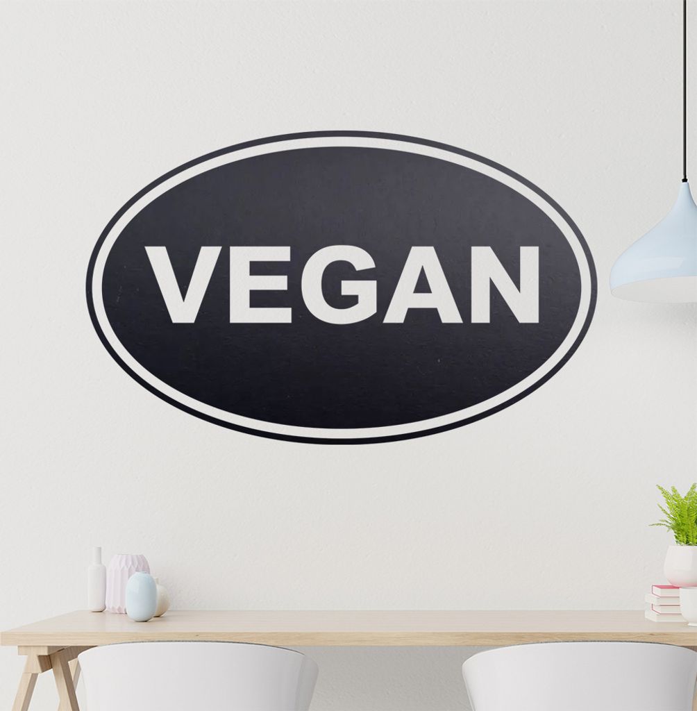 Vegan Wandtattoo in 6 Größen - Wandaufkleber Wall Sticker - Dekoration, Küche, Wohnzimmer, Schlafzimmer, Badezimmer