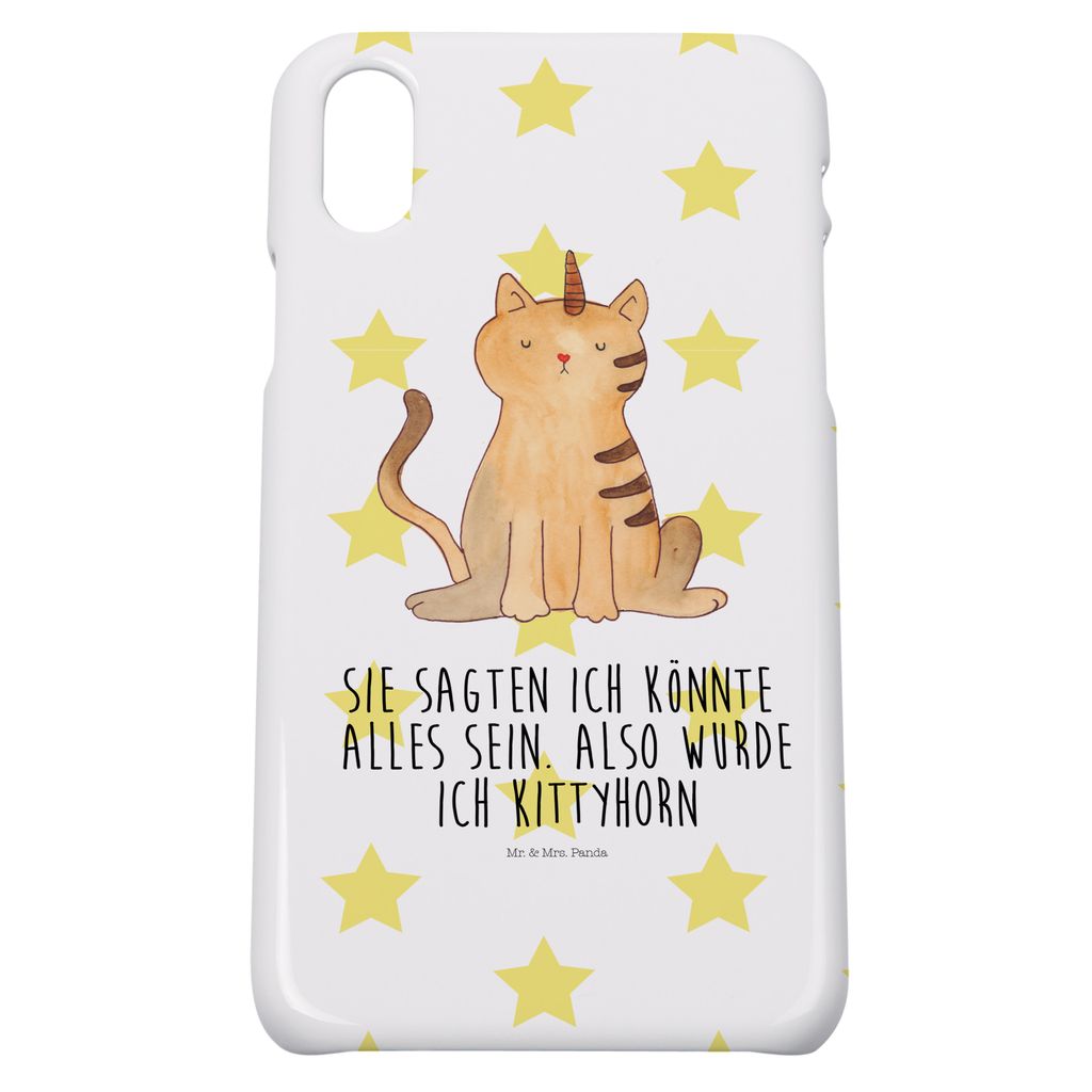Mr. & Mrs. Panda Iphone 10 Handyhülle Einhorn Katze - Weiß - Geschenk, Regenbogen, Unicorn, Cover, X, Glitzer, Hülle, Handy, Mieze