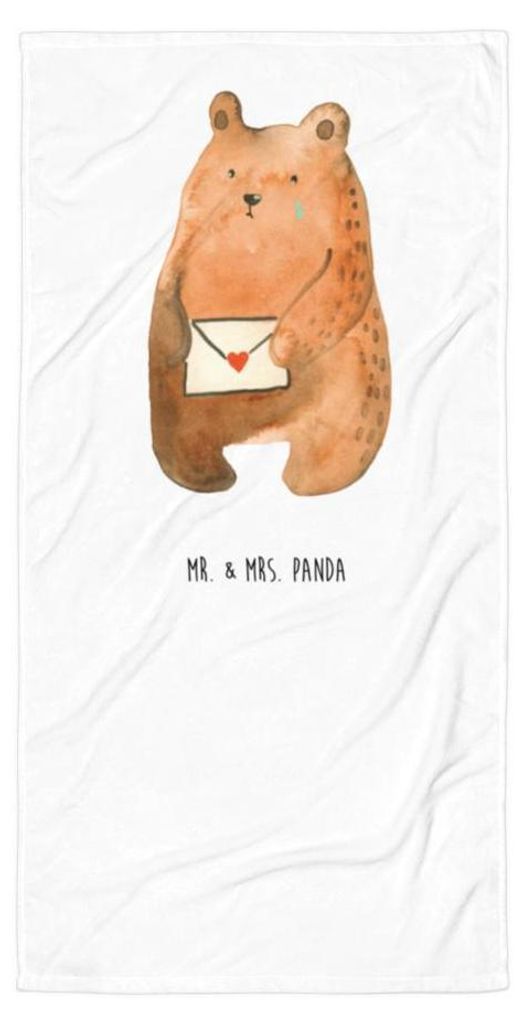 Mr. & Mrs. Panda Handtuch Bär Vermissen - Weiß - Geschenk, Strandtuch, Reisehandtuch, Freundin, Freund, Verreist, Liebeskummer, Unglücklich Verl...