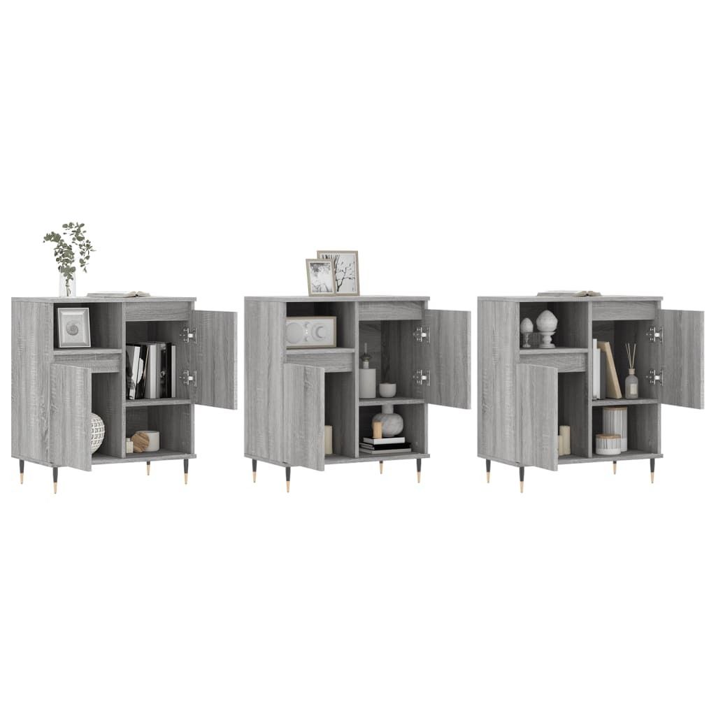 Möbel Sideboard - praktischem Design - Wohnzimmerschrank - Kommde für Flur -s 3 Stk. Grau Sonoma Holzwerkstoff Top4998211