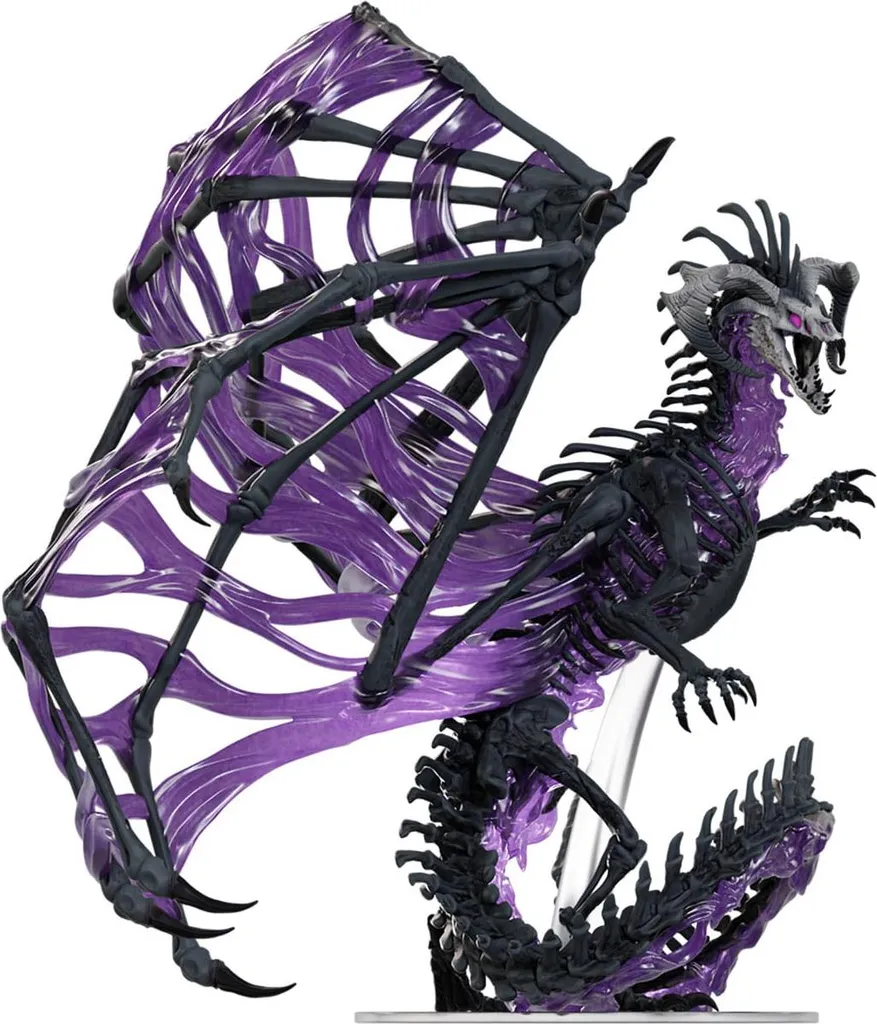 Grande Figurine Dracolyche Noir Pré-Peinte D&D Icônes des Royaumes 28mm