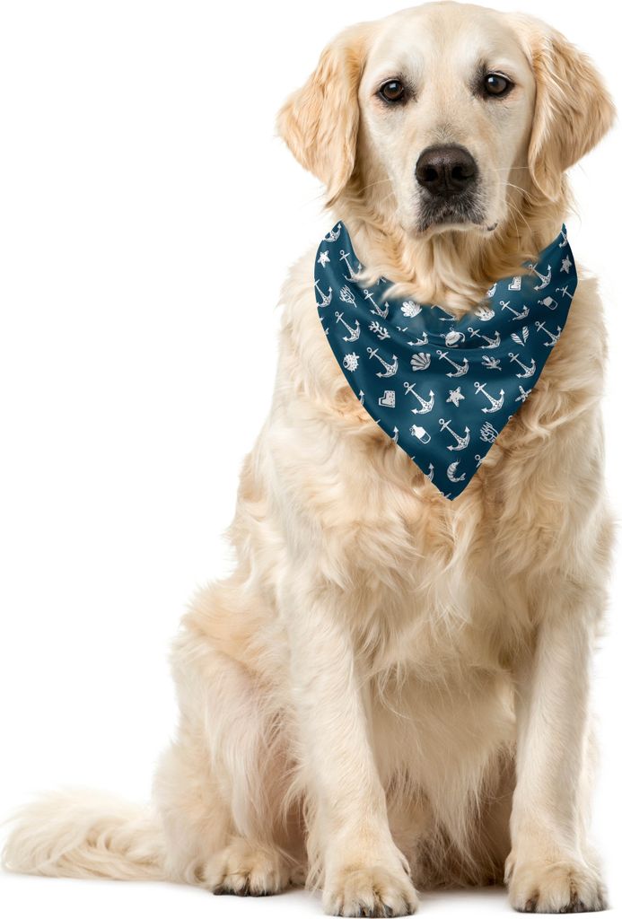 ABAKUHAUS Nautical Blau Haustier Bandana, Anchor Seestern Coral, 40x40 cm, Dunkel Petrol Blau Weiß