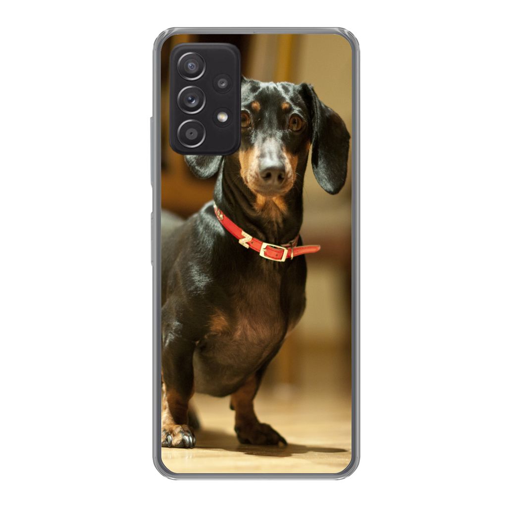 MuchoWow Handyhülle Schutzhülle Hülle für Samsung galaxy a73 Porträt eines schwarzen Dackels Silikon Softcase Handy Hülle - Handyhülle
