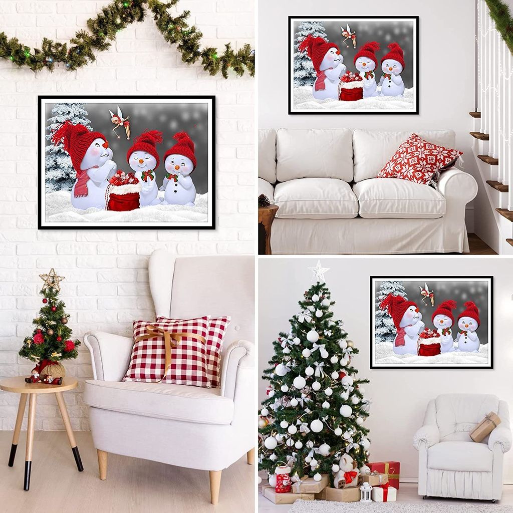 MAXBYE DIY Diamant Painting Schneemann – 5D Diamond Art Set, 30x40 Cm, Für Erwachsene & Kinder, Weihnachtsdekoration