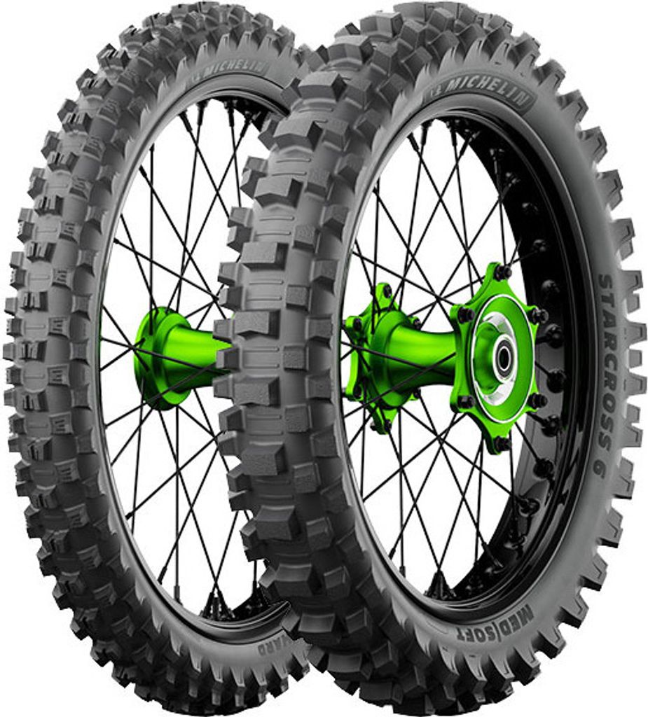 Paar Motorradreifen Michelin Starcross 6 80/100-21 Medio/Duro + 100/90-19 Medio/Morbido
