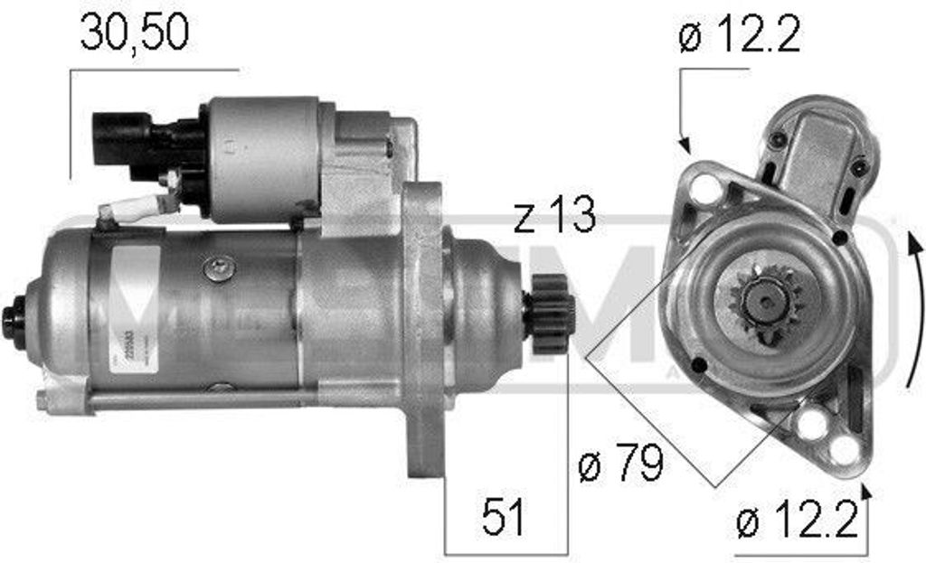 ERA 220583A Starter Anlasser 2kW für VW Golf VII Schrägheck (5G1, BQ1, BE1, BE2) 12V
