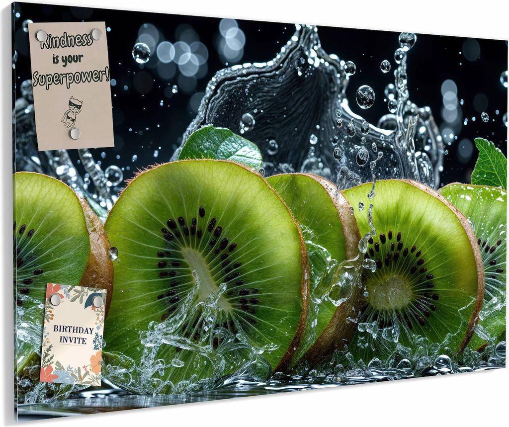 Magnettafel 60x40cm magnetisch & beschreibbar Metall-Board - Kiwi und Wasser