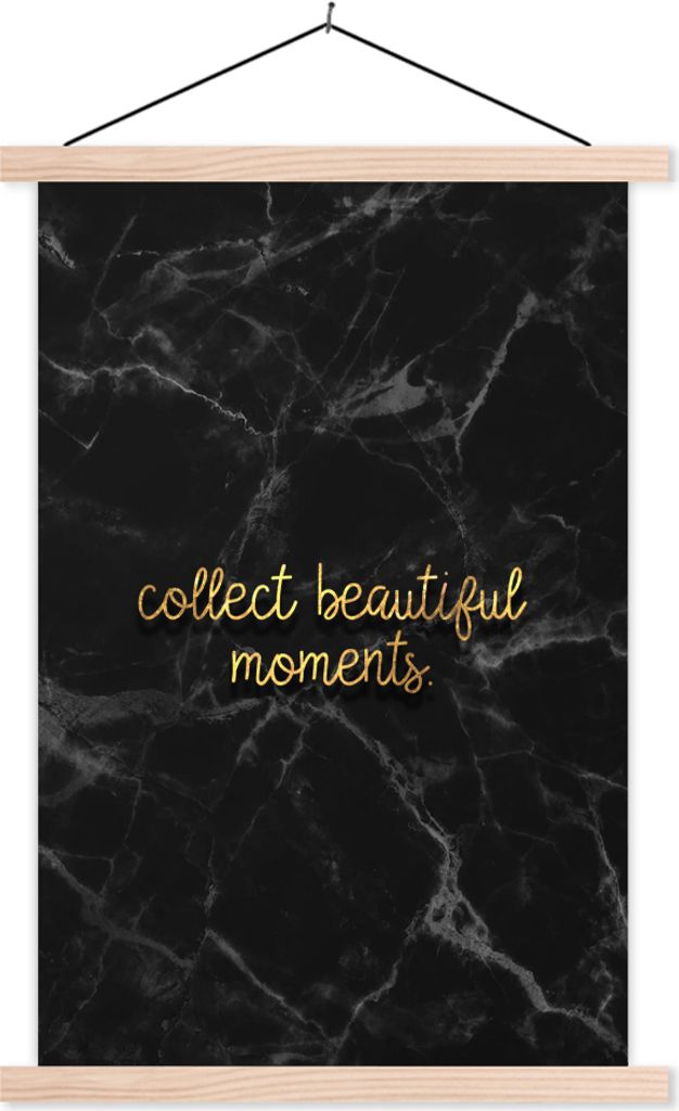 MuchoWow Textilposter Zitate - Sprichwörter - Gold - Marmor 60x90 cm mit holzfarbenen Rahmen - Textil
