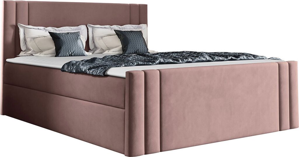 MIRJAN24 Boxspringbett Carmen, Stilvoll Doppelbett mit zwei Bettkästen, Schlafzimmer Ehebett (Amor Velvet 4308, Größe: 180x200 cm)