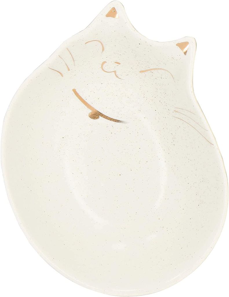 SPRINGOS Keramik Fress- & Trinknapf Schale mit Katzenohren Futter Fresschen Wasser Trockenfutter Leckerlis (Beige)