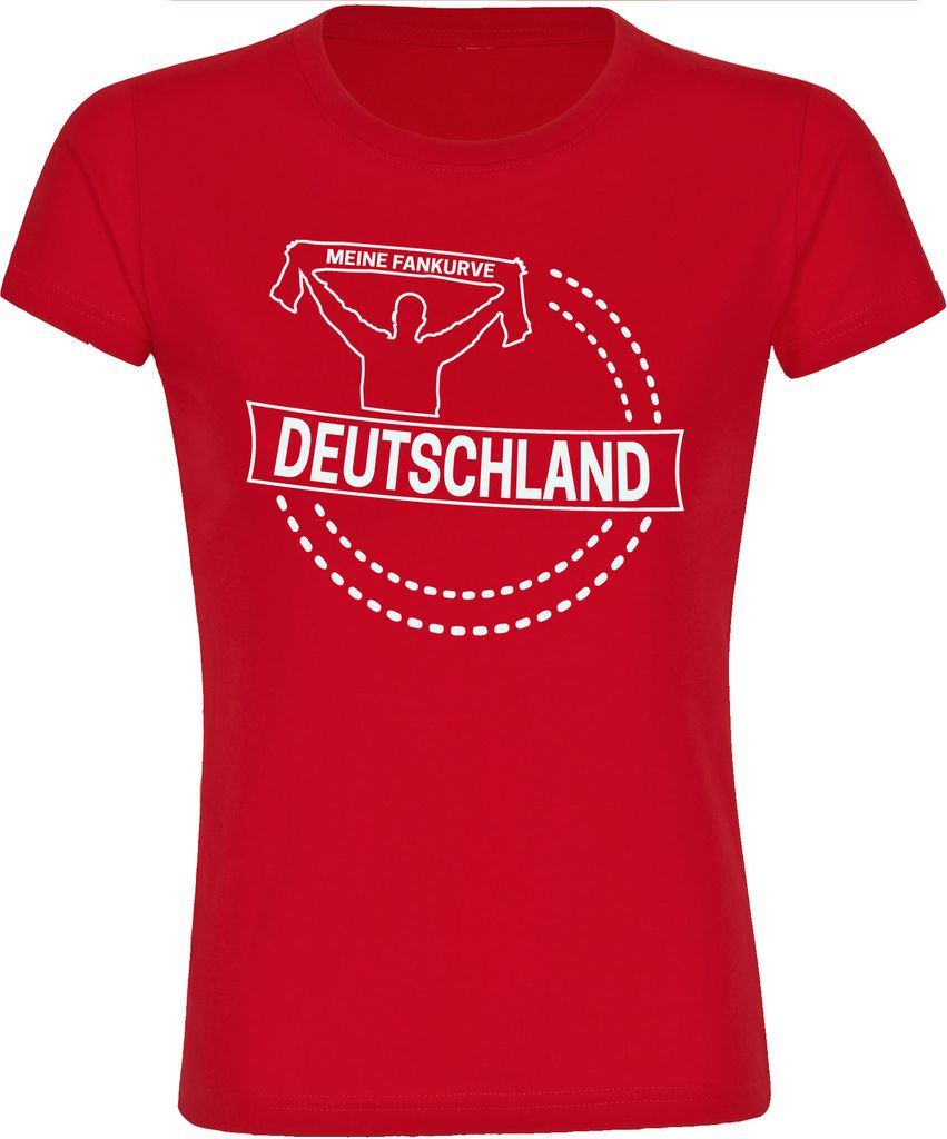 multifanshop Damen T-Shirt - Deutschland - Meine Fankurve, rot, Größe 3XL