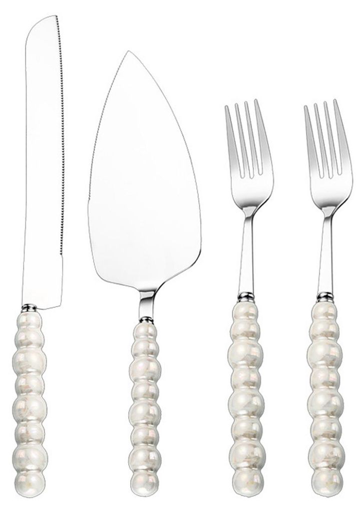 Edelstahl-Besteckset mit Griff, Kuchenmesser, Gabel und Spatel, rostbeständiges Besteck für Nachmittagstee, Hochzeiten und Partys