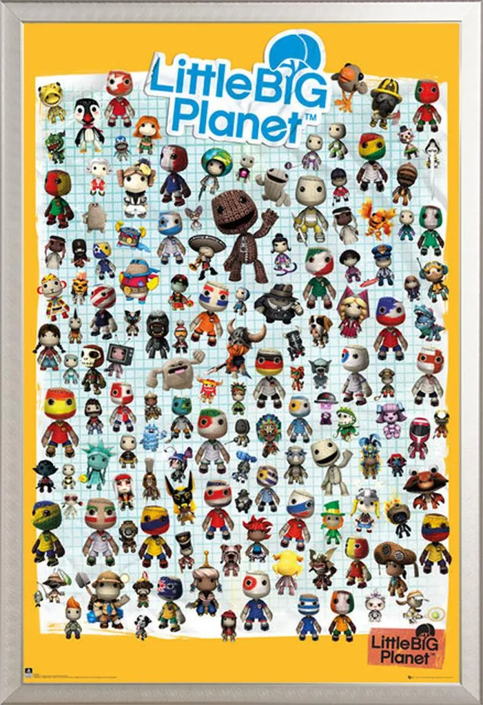 Poster Little Big Planet 3 Characters avec cadre Shinsuke Maxi argenté