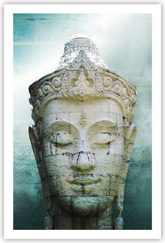 Poster - Poster ohne Rahmen - Buddha Grafik Türkis - 61x91,5 cm - Wand Bild - Wanddeko - Wandbilder - Kunstposter - Wandposter - Bilder - Kunstdru...