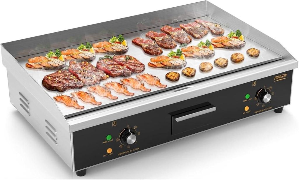 Handelsüblicher Elektrogrill, Elektrischer Tischgrill, 4400W Grillplatte einstellbare Temperatur von 50–300 °C,für Restaurant, Balkon,73 x 48 ...