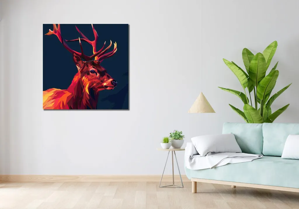 Image Cerf Géométrique 90x90 cm - Impression Haute Qualité Grand Format - 2