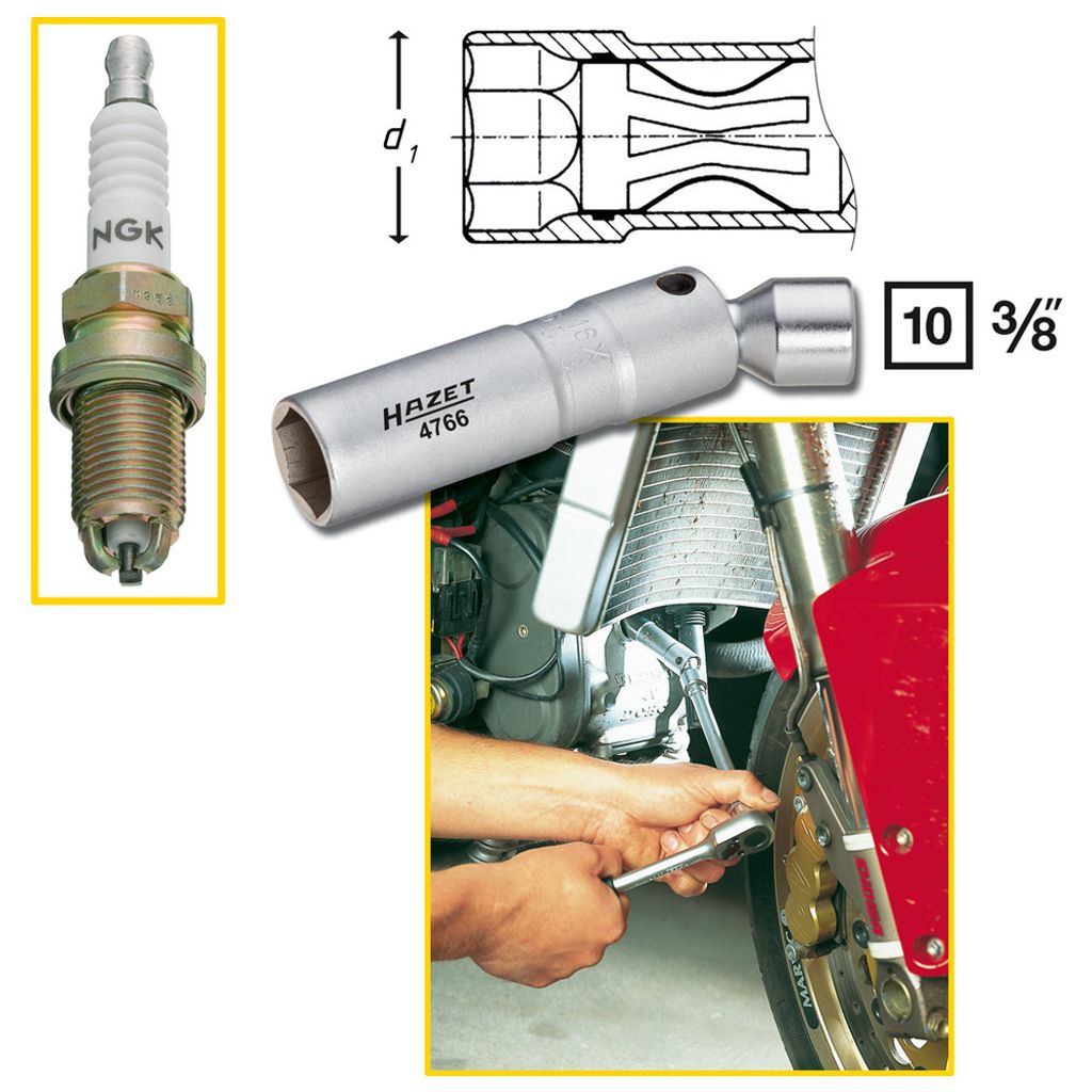HAZET Zündkerzenschlüssel, 3/8" Antrieb, mit Kronenfede
