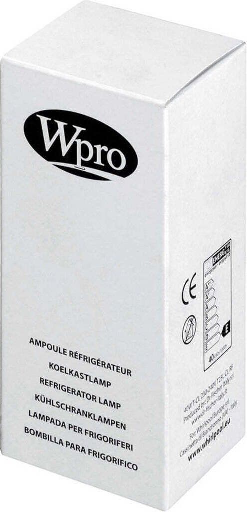 A white cardboard box with the brand "Wpro" logo and product information printed on it.