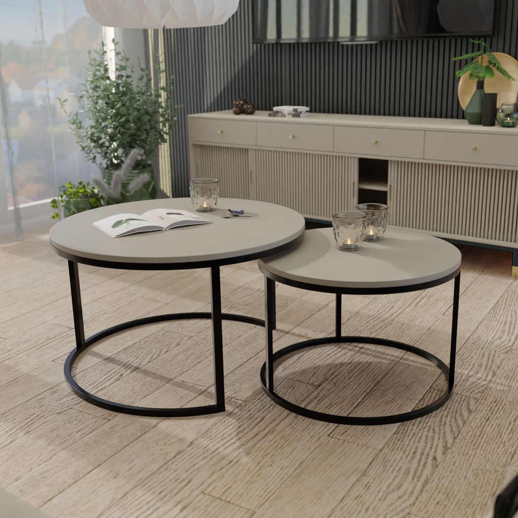 Skandinavischer 2er Set runder Couchtisch Lavo mit Produktbild