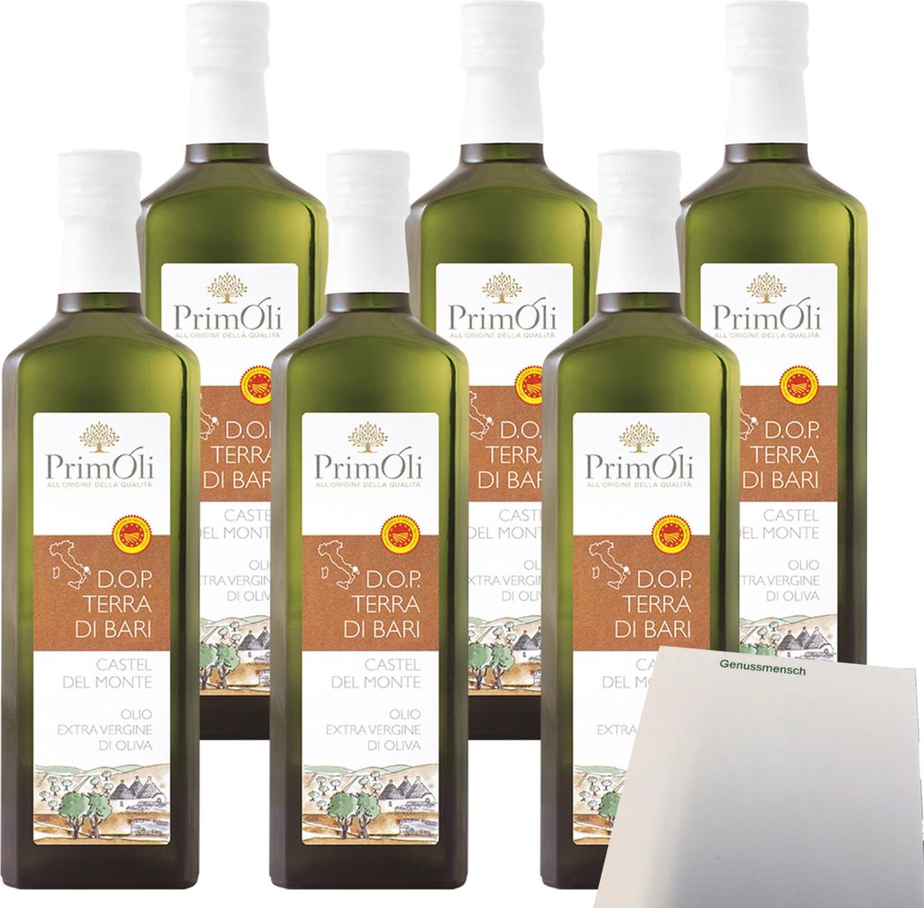 PrimOli Terra di Bari Castel del Monte Natives Olivenöl extra VPE (6x500ml Flasche) + usy Block