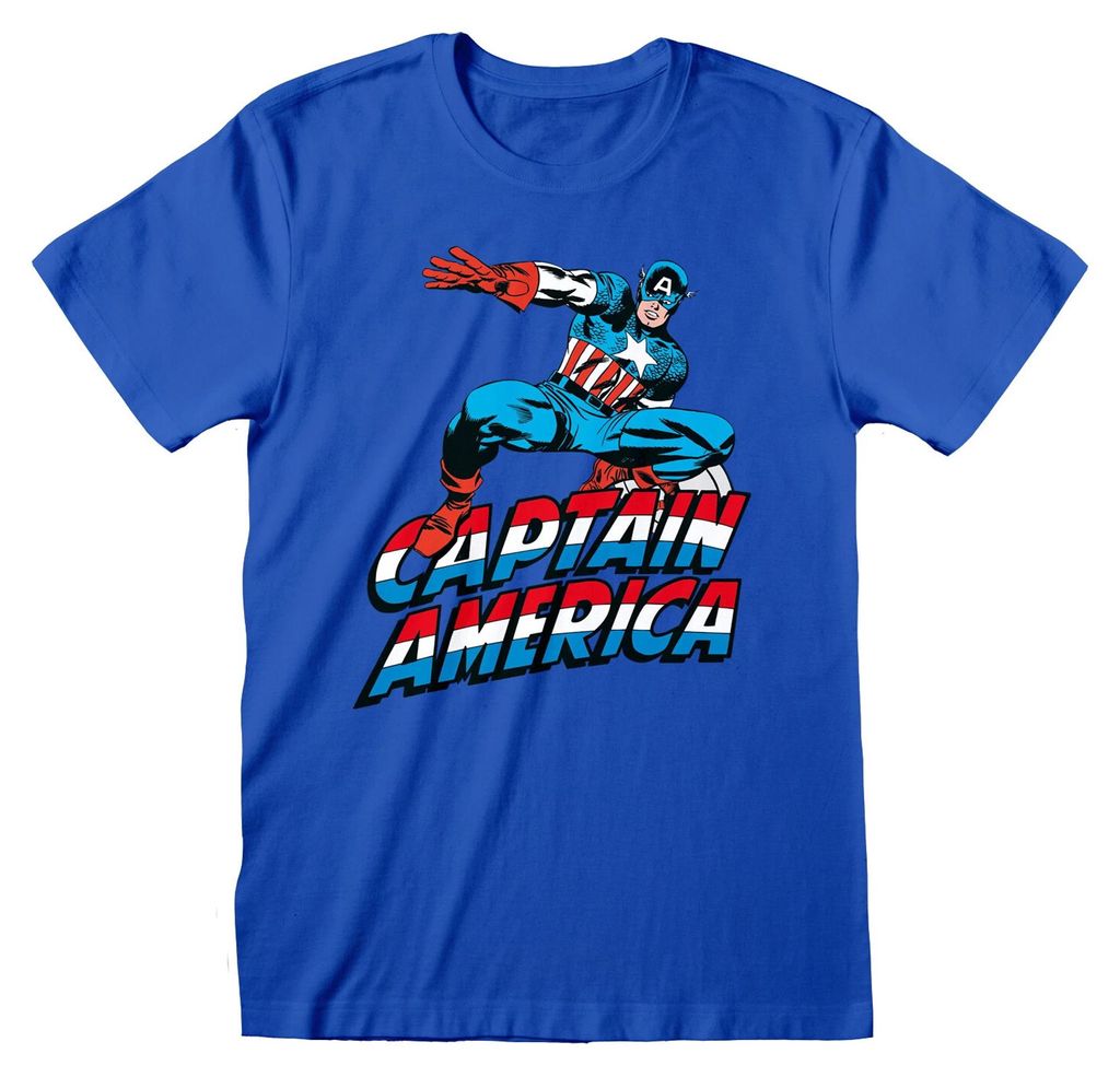 Captain America - T-Shirt für Herren/Damen Uni CD831 (L) (Blau)