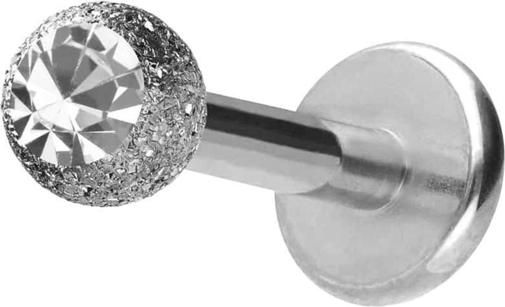 Ohrpiercing, Nasenpiercing Chirurgenstahl Labret DIAMANTOPTIK + KRISTALL Silber Stablänge: 6mm | Stabstärke: 1,2mm