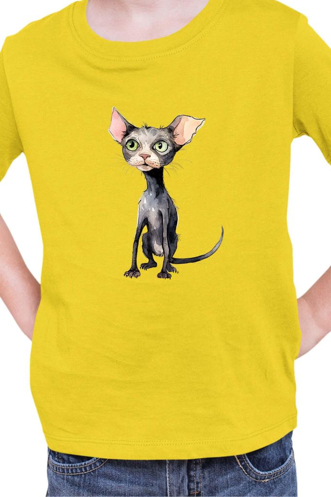 Kinder T-Shirt Funny Cats Breeds Bambino Cat 011, 9-11 Jahr - 140 / Gelb