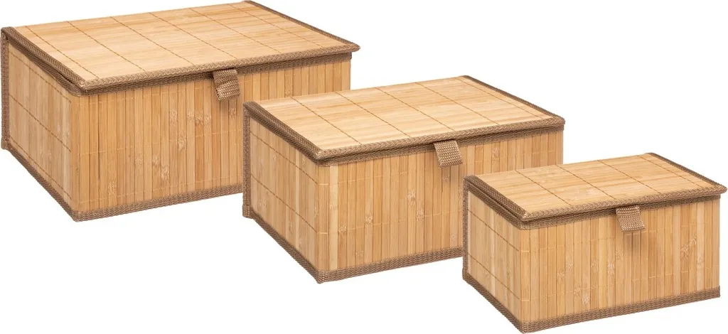 Set 3 Organizer Bambù Salvaspazio | Scatole Contenitori per Armadi