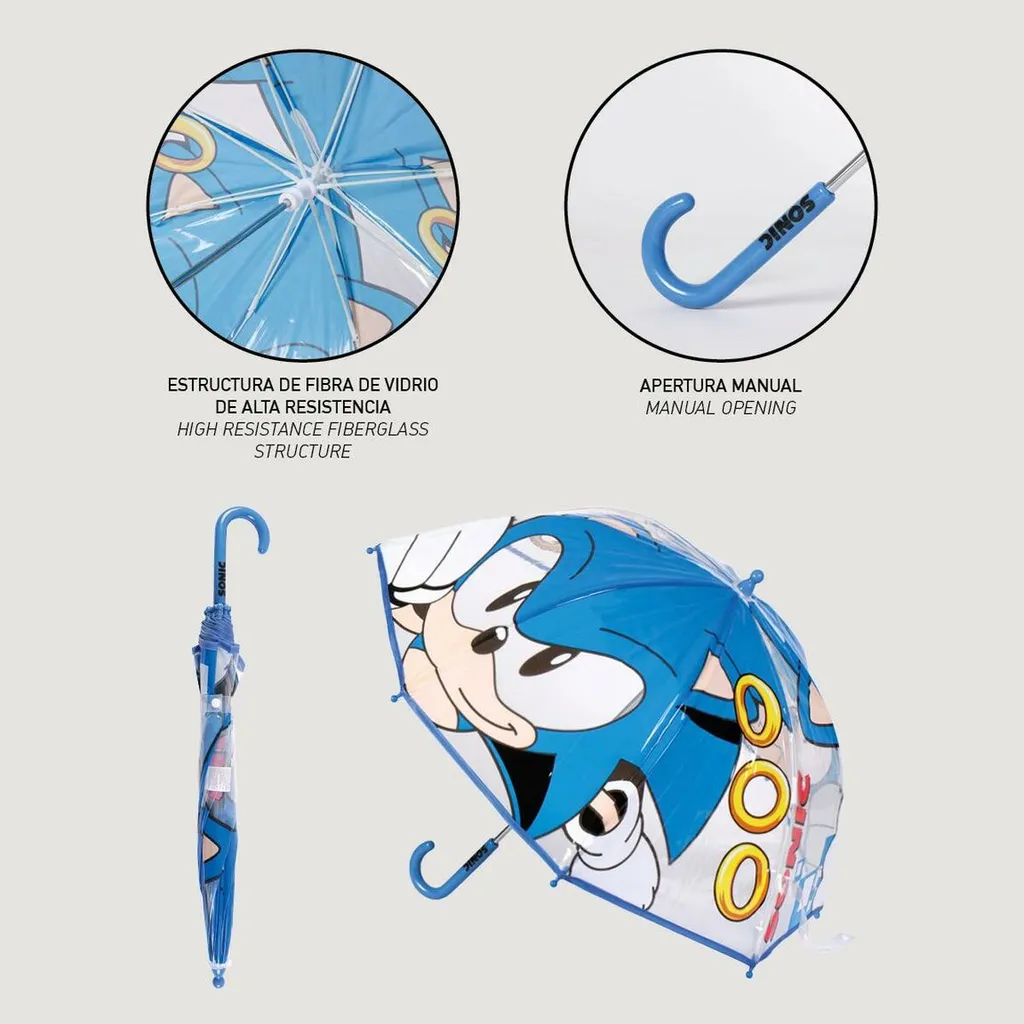 Ombrello Sonic Ufficiale 71cm - Accessorio Pioggia Gaming - 5