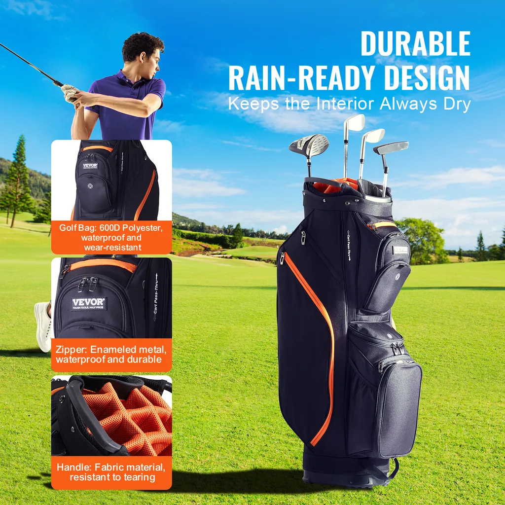Sac de golf chariot premium robuste avec 14 diviseurs et 13 poches - 3
