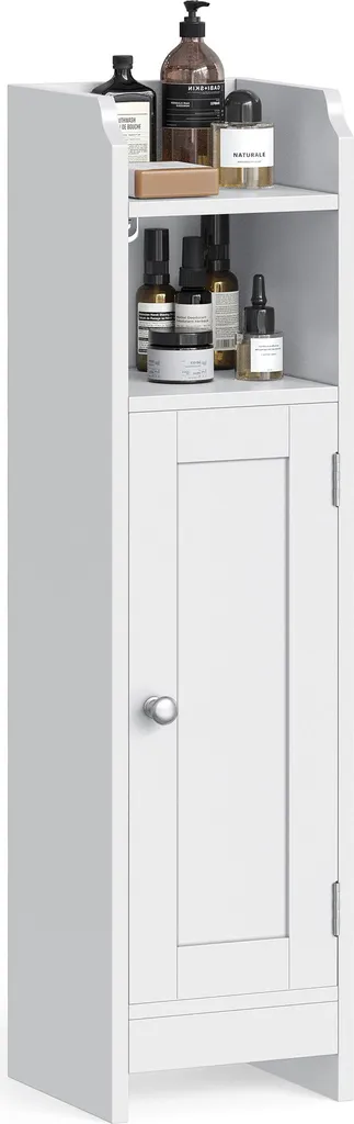 Petit meuble d'appoint Maddy blanc 80 cm design étroit et compact