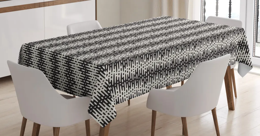 ABAKUHAUS Tovaglia Rettangolare Riccio Stampa Animale, 140x200 Cm, Nero E Bianco