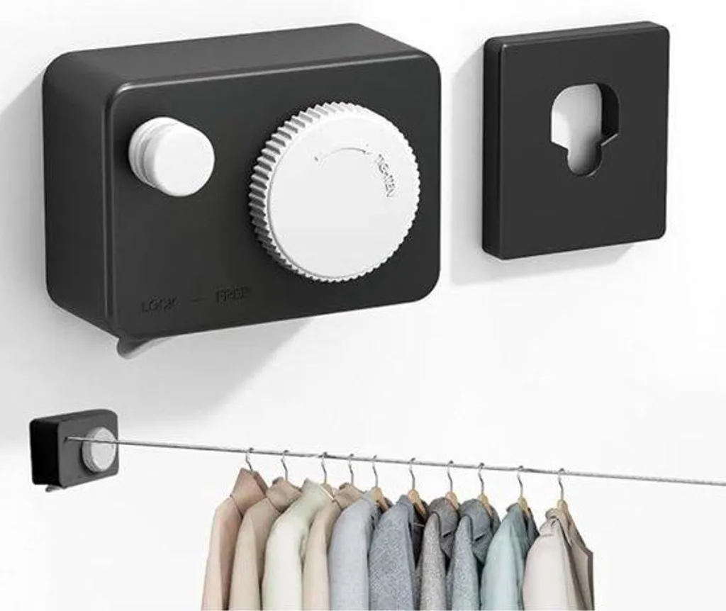 Corde à linge pour balcon et cuisine 42 mètres murale en acier blanc