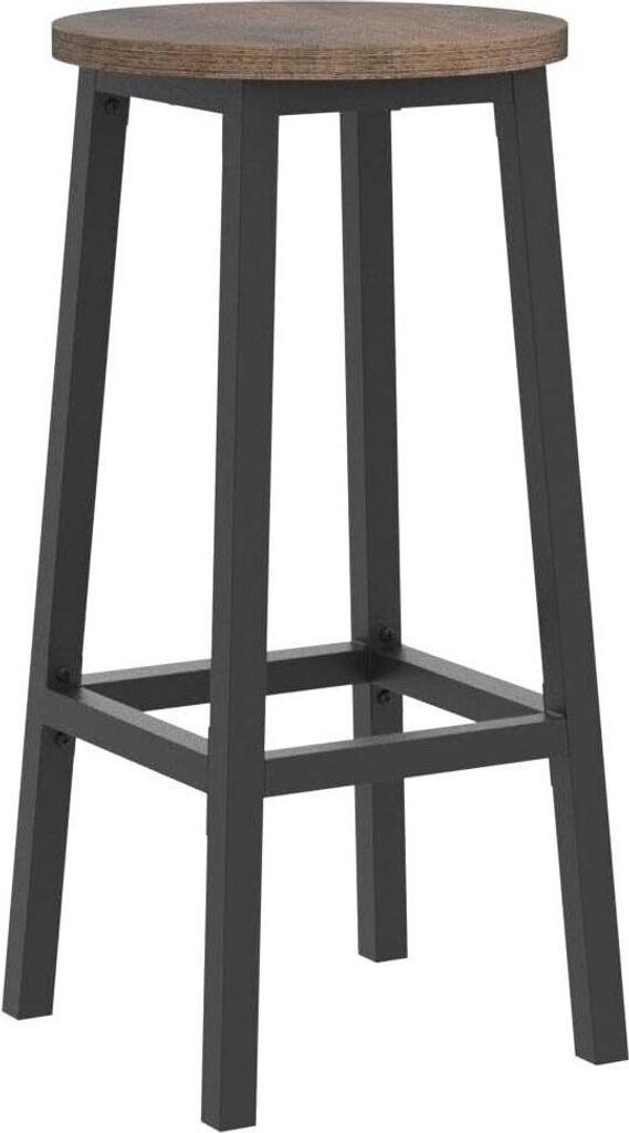 VASAGLE Barhocker, 2er Set Barstühle, Küchenstühle mit stabilem Stahlgestell, Höhe 65 cm, rund, einfach zu montieren, Industriestil