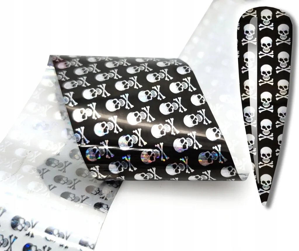 Nail Foil Totenkopf 10x4cm - Decorazione Unghie Teschi Stile Dark