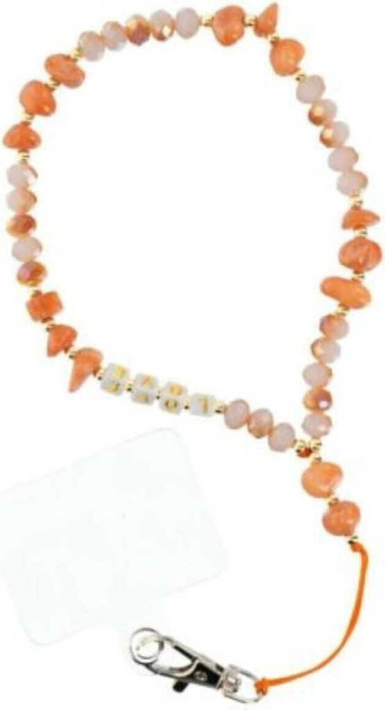 HAPPY phone Anhänger / Kordellänge 44cm (22cm in der Schlaufe) / Armband - orange