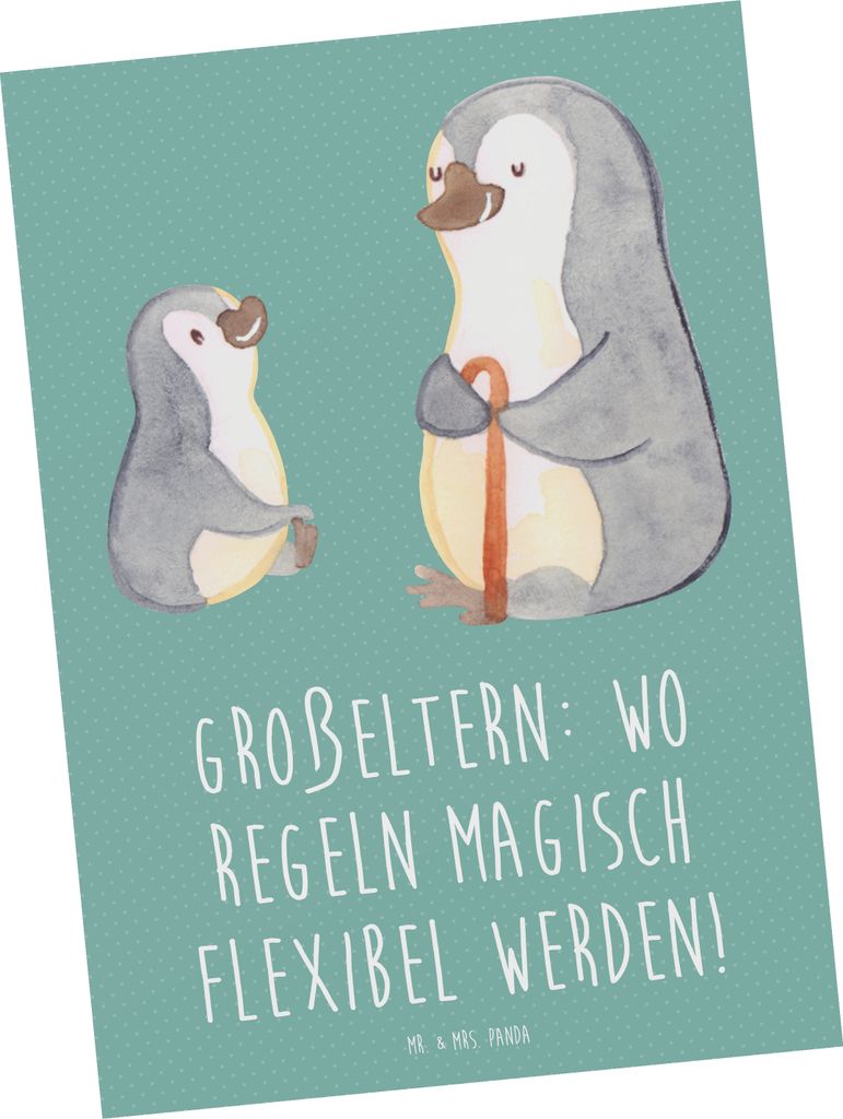 Mr. & Mrs. Panda Postkarte Großeltern Magie - Meeresbrise - Geschenk, persönliche Erinnerungen, Ansichtskarten, Flexibilität, Generationen, einz...