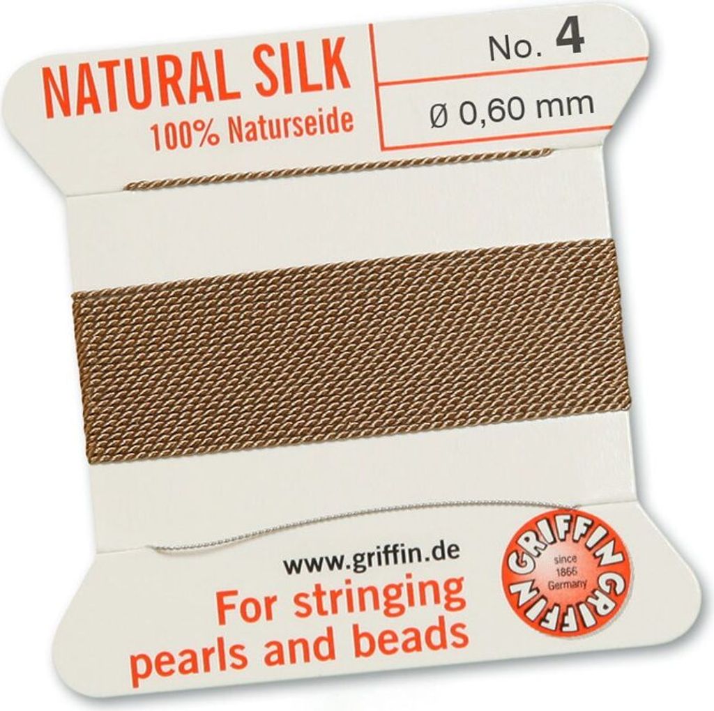 Perlseide Natur beige Nr-4-0,60mm - 2m / 1 Nadel