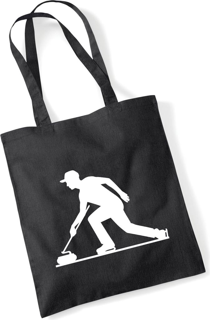 Huuraa Jutebeutel Curling Silhouette 10 Liter Black Baumwolle Tasche Geschenkidee